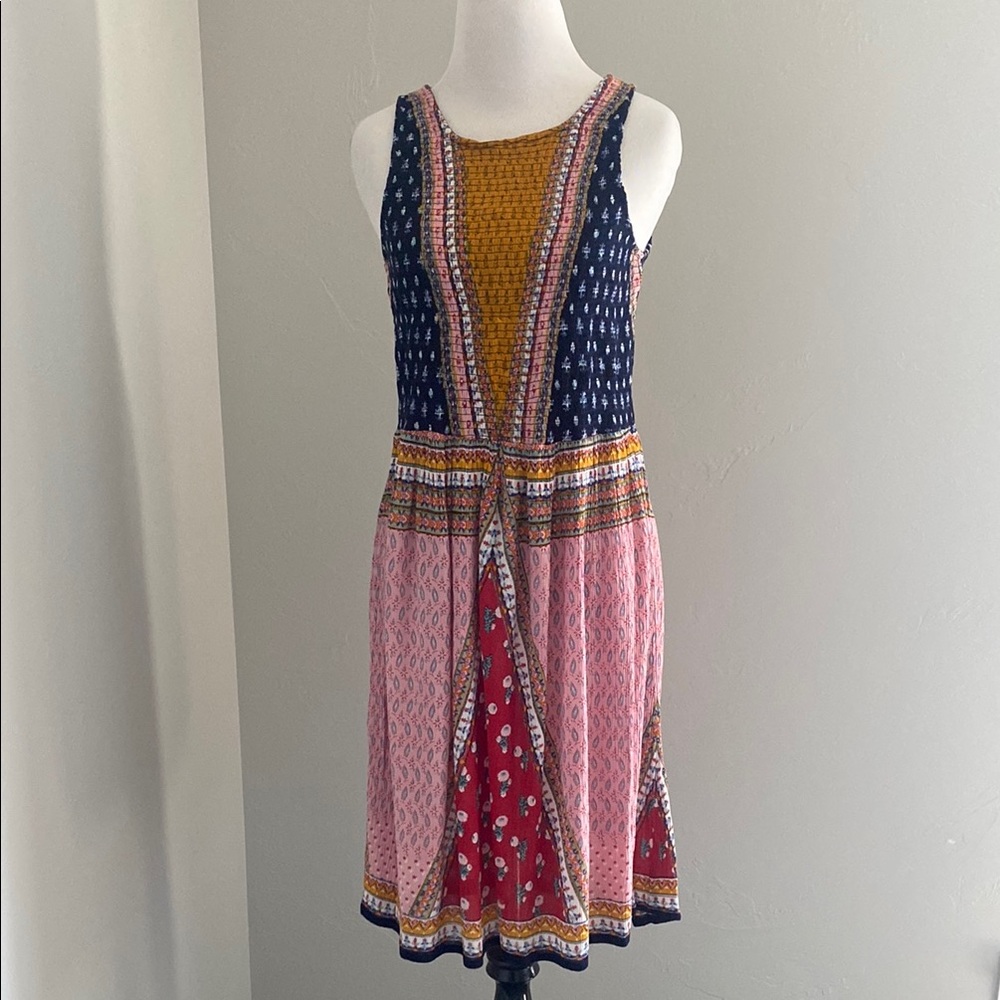 Patrons of Peace Navy and Multicolor Patterned dress